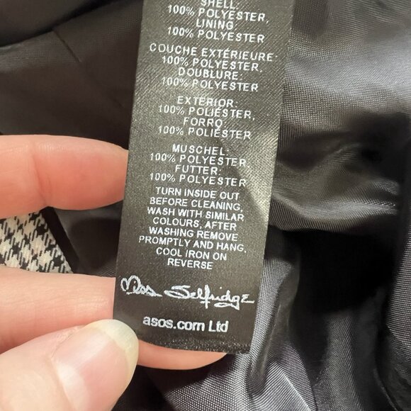 ASOS‎ Miss Selfridge One Button US 8 UK 12 Plaid Office Career Blazer Jacket - Picture 8 of 11